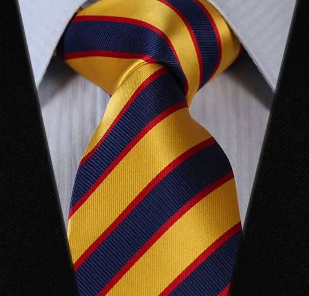 Yellow Gold & Navy Striped Necktie