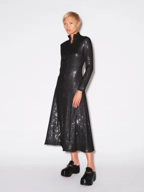 ZIP UP TURTLENECK DRESS - SEQUINS