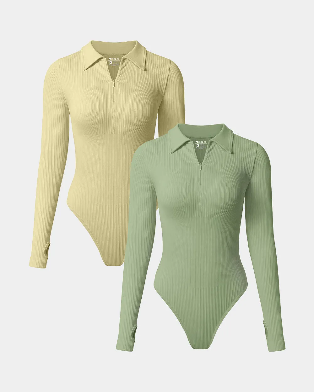 Zipper Polo Shirts Casual Stretch Fitted Bodysuits